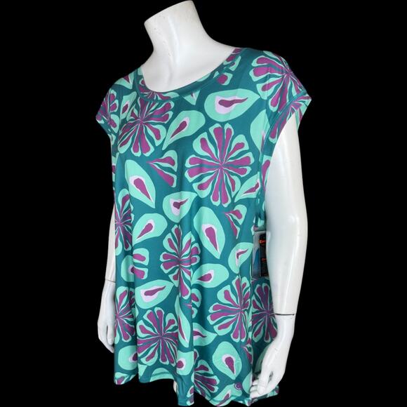 GYMWRAP CloudKNIT Everyday Luxe Performance Top 3X Purple Green Floral NWT - Picture 10 of 13